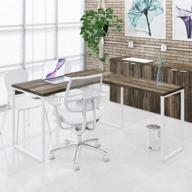 Imagem de Mesa de Escritorio em L Office Kuadra 135cm Est.Branca - Metalig