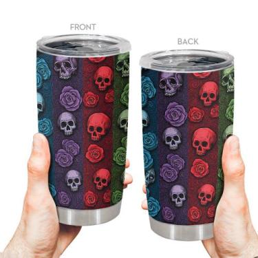 Imagem de Caneca de viagem Oasisdream Tumbler 600 ml com estampa de caveira