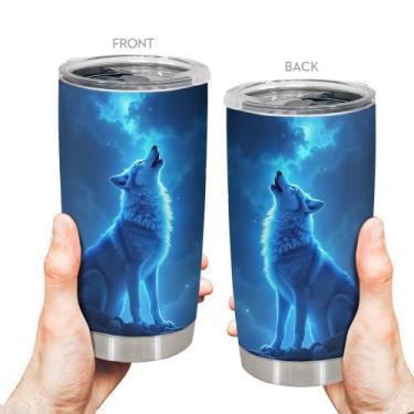 Imagem de Caneca de café Tumbler Oasisdream 600 ml com Wolf Print 18/8 SS