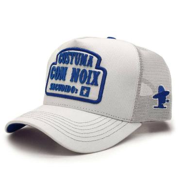 Imagem de Boné Sacudido`s - Custuma com Noix - Suede Branco e Azul