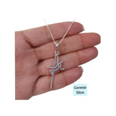 Imagem de Corrente Com Pingente Fé Grande Prata 925 50cm - Madri Pratas