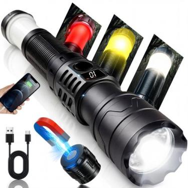 Imagem de Lanterna Tatica LED 100000 Lumens Recarregavel USB C IPX6 Prova Dagua 