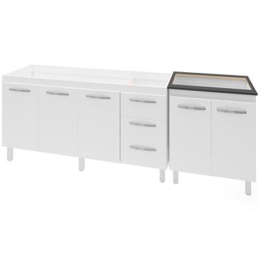 Imagem de Balcao Pia 160cm E Cooktop 4 Bocas Branco Mobbs Branco