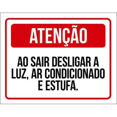 Imagem de Kit 5 Placa Acm Desligar Luz Ar Condicionado Estufa 18X23 - Sinalizo