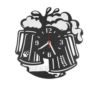 Imagem de Relogio de parede 3d em mdf beer 30 cm - Quero Presentear, PRETO