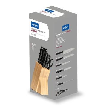 Imagem de Conjunto De Facas 8 Peças Com Cepo Daily Madeira Brinox