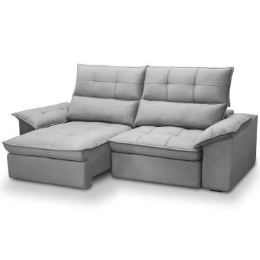 Imagem de Sofá 3 Lugares Retrátil Reclinável Para Sala 230cm Giotto F04 Veludo Cinza - Lyam Decor