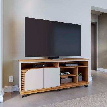 Imagem de Rack Bancada Jurerê 1.5 para Sala de TV até 65 Polegadas Freijó Off White Matte Colibri