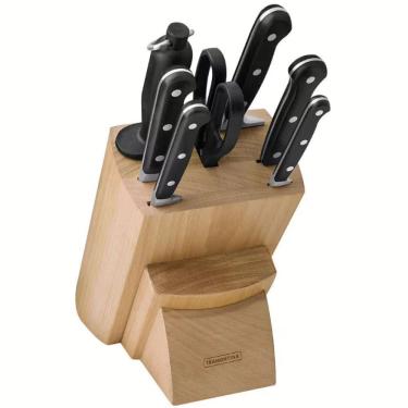 Imagem de Conjunto de Facas com Cepo Century para Cozinha em Aço Inox e Policarbonato com Certificação NSF Preto Tramontina