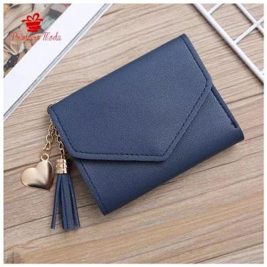 Imagem de Carteira Feminina OEM com Franjas em Couro Sintético 12 e 05x10 e 05 Azul Marinho com Porta-Cartões
