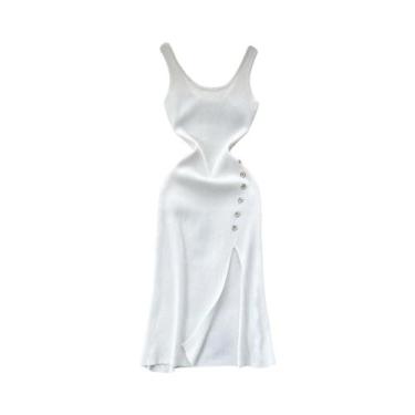 Imagem de Vestido Longo Bodycon Sexy Feminino De Verão Com Fenda E Elástico Na C