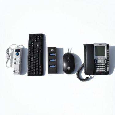Imagem de Kit Escritório Completo Telefone Teclado Mouse Hub Régua - Bright