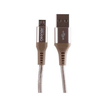 Imagem de Cabo Micro Usb Geonav Turbo V8 Android 1 M Nylon Trançado, Ouro