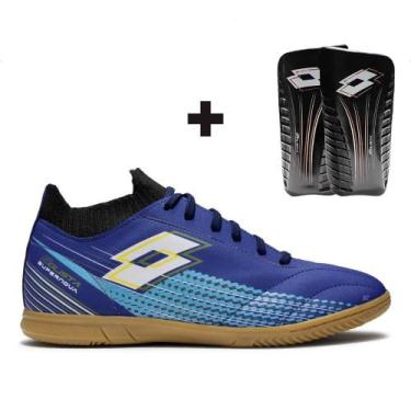 Imagem de Chuteira Futsal Lotto Solista Supernova Masculina + Caneleira, 43, Mar