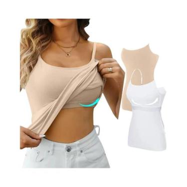 Imagem de Conjunto Feminino De 2 Peças: Camisolas Regata Lisas Com Alça Fina Aju