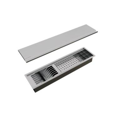 Imagem de Escorredor 3 Módulos Calha Úmida Com Tampa Inox Embutido 73,5cm