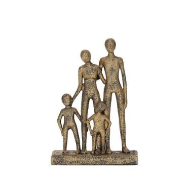 Imagem de Escultura Decorativa Família em Poliresina Dourado 22cm 20124 Mart