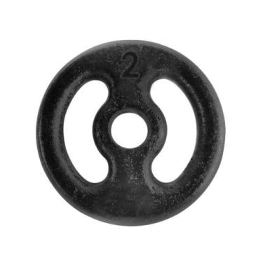 Imagem de Peso de Musculação Ferro Fundido Pintado 2kg Preto para Academia Anilh