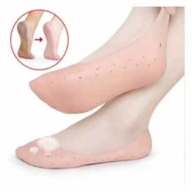 Imagem de Meia de silicone hidratante reutilizável para proteção dos pés calcanh