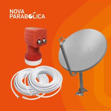 Imagem de Kit Antena Ku + Lnbf Duplo + 2 Cabo 15 metros + 4 Conectores - Vivensi