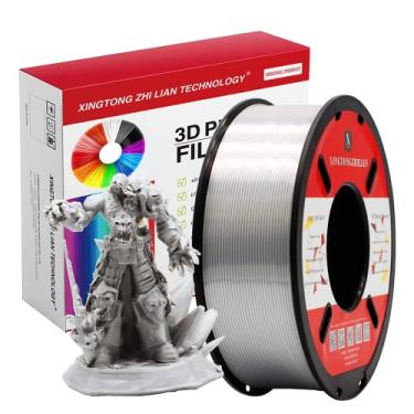 Imagem de PLA Filament 1.75mm, 3D Printer Filament for 3D Printers Accuracy +/- 0.02 mm 1Kg Spool, 1.75mm, Silver Silk