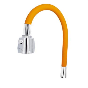 Imagem de Tubo Flexível Silicone Laranja E Arejador Gourmet Duplo Jato