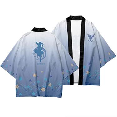 Imagem de Genshin Impact Zhongli Qiqi Klee Jaqueta Cardigan Costume Cosplay Tops Xale Manga 3/4 Manto