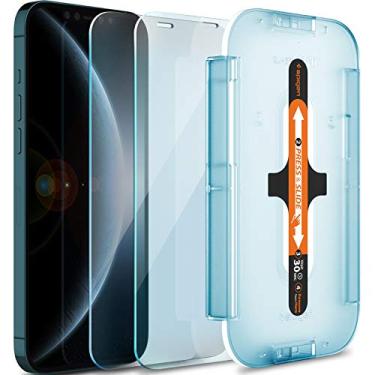 Imagem de Spigen Protetor de tela de vidro temperado [GlasTR EZ FIT] projetado para iPhone 12 Pro Max – Proteção do sensor/pacote com 2