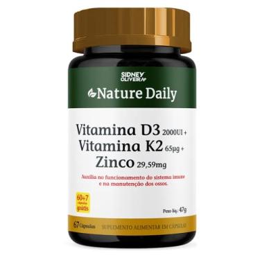 Imagem de Suplemento Vitamina D3 2000UI + K2 65mcg + Zinco Nature Daily Sidney Oliveira 60 Cápsulas