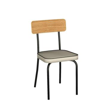 Imagem de Kit com 2 Cadeiras C-512 Brigatto Móveis Off White/Preto