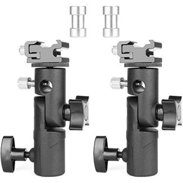 Imagem de ChromLives Suporte de sapato frio para montagem em flash, adaptador de calçado de flash, suporte de montagem para câmera DSLR Flash Speedlight Canon Nikon Panasonic Yongnuo Neewer Godox Flashes e mais (2 unidades), Flash Bracket 2Pack