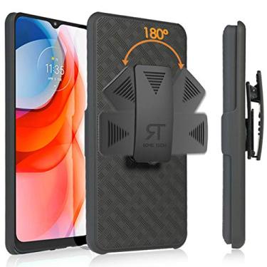 Imagem de Rome Tech Capa com clipe de cinto para Moto G Play 2021 [APENAS] Combo de coldre fino e resistente - Capa de telefone robusta com suporte compatível com Moto G Play - Preto