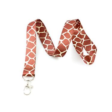 Imagem de Cordão com estampa de animal safári, chaveiro e crachá de identificação (girafa)
