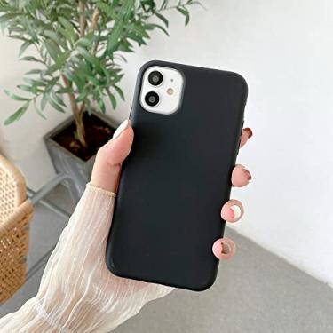 Imagem de Para iPhone 14 13 12 11 Pro Max Mini X XS XR 7 8 14 Plus capas capa de silicone de cor sólida líquida, preta, para iPhone 8