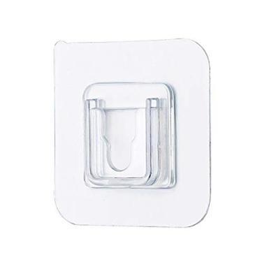 Imagem de ZSGG Ganchos de parede de dupla face com adesivo autocolante sem perfuração, ganchos transparentes à prova de óleo, à prova d'água, para armazenamento doméstico, 20 peças