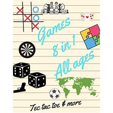 Imagem de Tec tac toe & more Games 8 in 1 All ages: Printed on high-quality paper, Hangman, Captain's Mistress, Dots & Boxes, Tec tac toe, Tec tac toe 3D, Warships, Mash, Hexagon Game