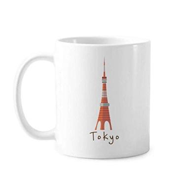 Imagem de Caneca clássica japonesa Tyoko Tower branca de cerâmica com alças 350 ml