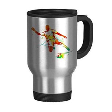 Imagem de Caneca de viagem de futebol americano Kick Football com tampa flip em aço inoxidável copo de carro copo térmico