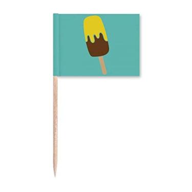 Imagem de Marcador de palito de palito de chocolate marrom amarelo com chocolate e sorvete, enfeite de festa