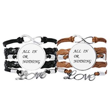 Imagem de DIYthinker All in Or Nothing Citações Art Deco, Pulseira Fashion Pulseira de Mão Pulseira de Couro Corda Conjunto Duplo Presente