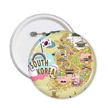 Imagem de Mapa da Coreia do Sul Amor Viagem Pinos Redondo Emblema Decoração de Roupas Presente 5 peças