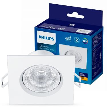 Imagem de Spot Embutir Led Spotled 4,2W 2700K 350Lms GU10 Quadrado 929002655101 - Philips
