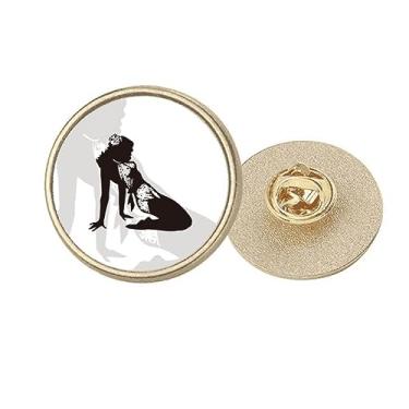 Imagem de Hot Woman Girl Uniforms Art Deco Fashion Redondo Metal Dourado Broche Clip, Medium, não aplicar