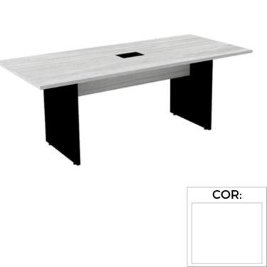 Imagem de Mesa De Reunião Com Caixa De Tomada Retangular 260 X 120 Cm Pé Painel P25 Mdp Branco Ba...