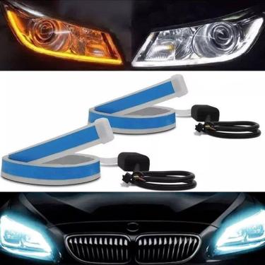 Imagem de Fita Par Led Farol Seta Sequencial 60cm Carro Luz DRL Automotivo Pick Up Silverado Volkos Pisma
