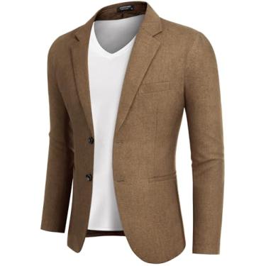 Imagem de COOFANDY Blazer masculino casual slim fit casaco esportivo leve dois botões, Camelo, 3X-Large