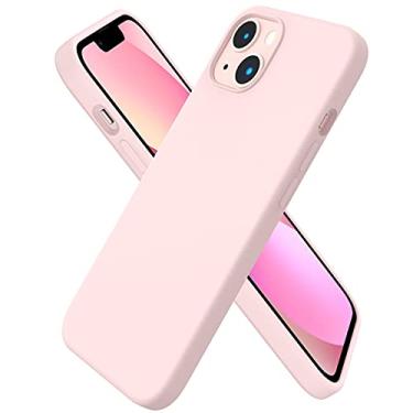 Imagem de ORNARTO Capa compatível com iPhone 13 6.1, capa fina de silicone líquido 3 camadas de borracha de gel macio totalmente coberta 6,1 polegadas - rosa giz