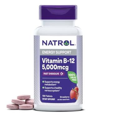 Imagem de Vitamina B12 Natrol Fast Dissolve 5mcg Energy Support 100 Capsulas Sabor Morango