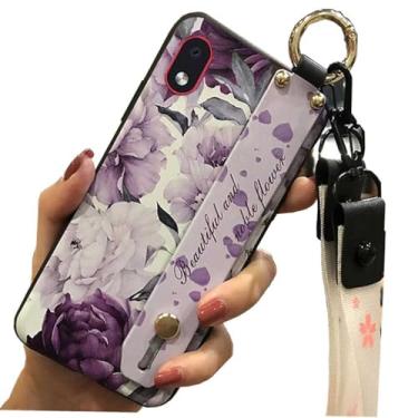 Imagem de Capa de telefone traseira de silicone em gel TPU com estampa de flor roxa para Samsung Galaxy All Series (Galaxy A3 Core)
