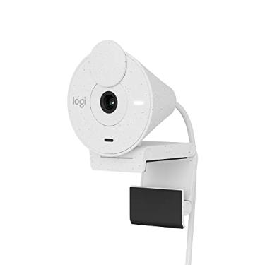 Imagem de Webcam Full HD Logitech Brio 300 com Microfone com Redução de Ruído, Proteção de Privacidade, Correção Automática de Luz e Conexão USB-C- Branco